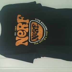 Nerf Black Tee with Vibrant Orange Logo